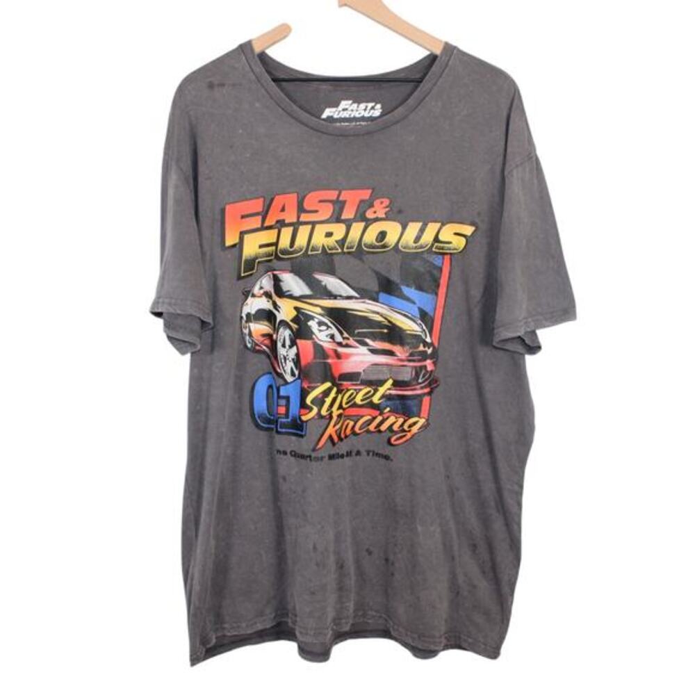 Fast‎ & Furious Men’s Gray Graphic Tee Street Racing Car T-Shirt Size L Street